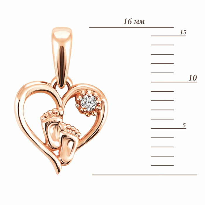 Золота підвіска Ніжки з фіанітом. Артикул UG5ПВ318и