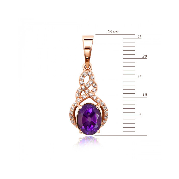 Золота підвіска з аметистом та фіанітами. Артикул 550017/ам кс