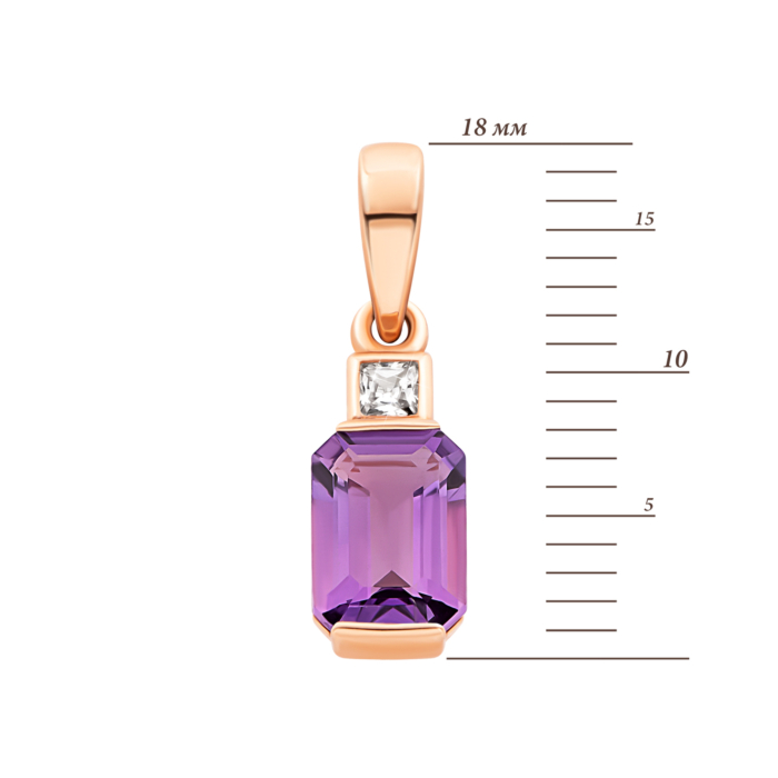 Золота підвіска з аметистом і фіанітом.Артикул UG5п656ам