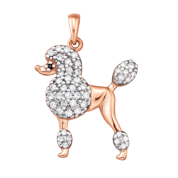 Золота підвіска «Собачка» з фіанітами (31684/01/1/681)