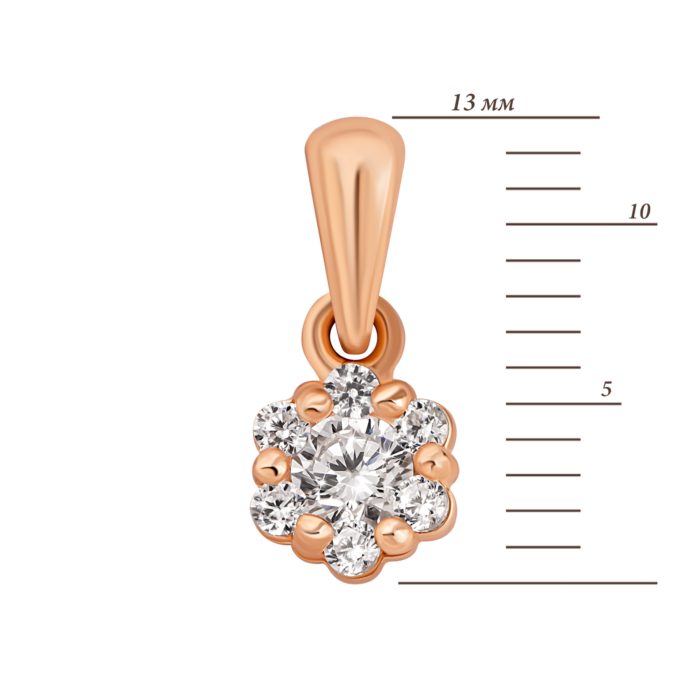 Золота підвіска з фіанітами.Артикул UG5319188910101