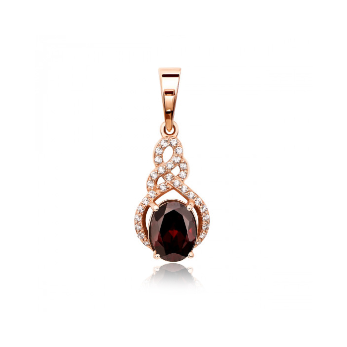 Золота підвіска з гранатом і фіанітами. Артикул 550017/01/0/5050
