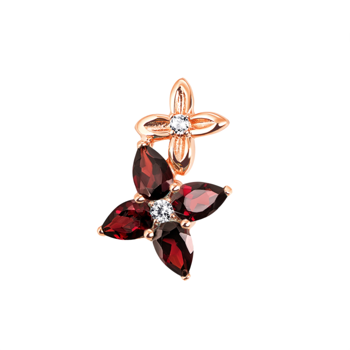 Золота підвіска з гранатом і фіанітами. Артикул UG5п660пр