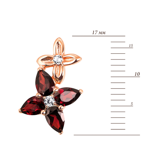 Золота підвіска з гранатом і фіанітами. Артикул UG5п660пр