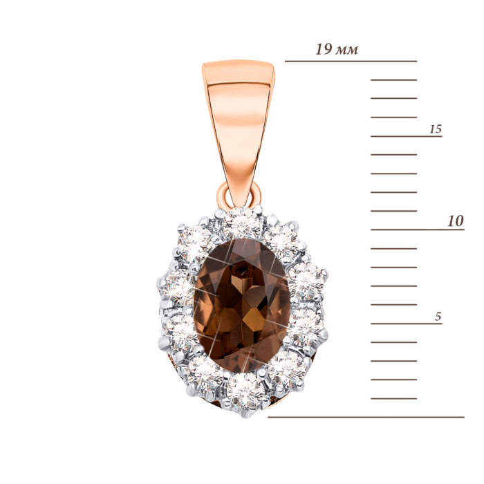 Золота підвіска з раухтопазом і фіанітами (50439/01/1/5283)