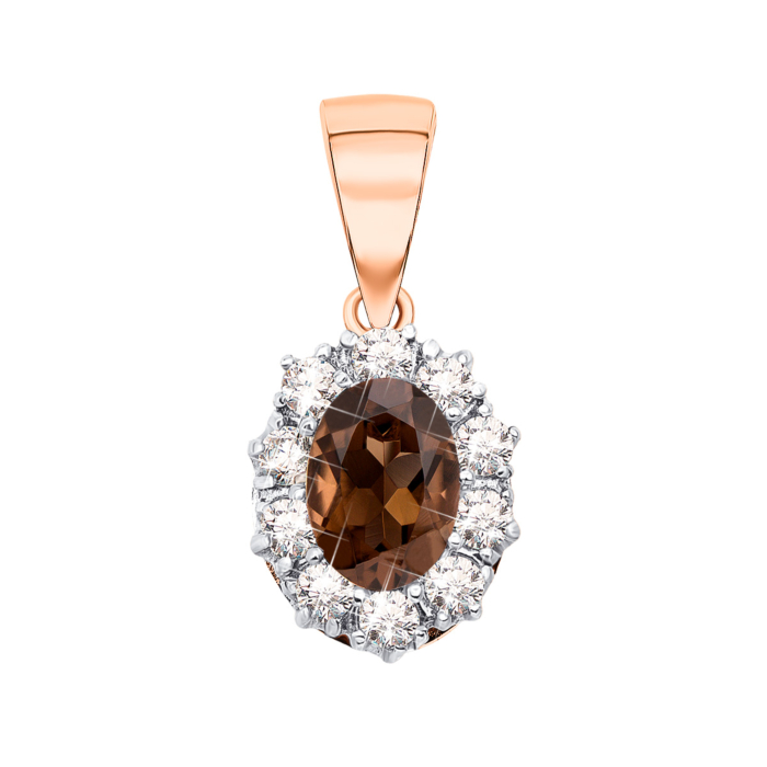 Золота підвіска з раухтопазом і фіанітами (50439/01/1/5283)