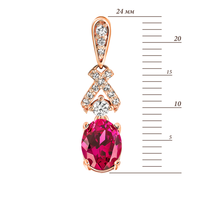 Золота підвіска з рубіном і фіанітами. Артикул UG5П4175КРуб