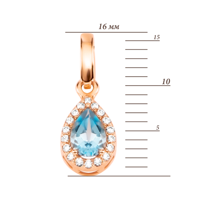 Золота підвіска з топазом і фіанітами. Артикул UG5П4032топ