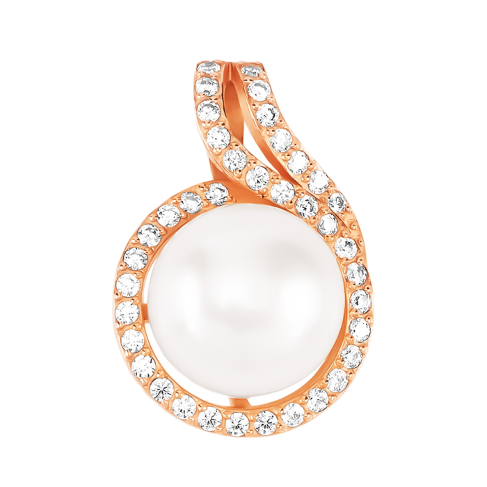 Золотая подвеска с жемчугом и фианитами. Артикул UG5319048510102п