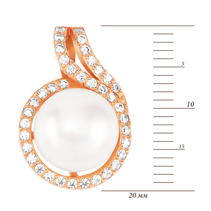 Золотая подвеска с жемчугом и фианитами. Артикул UG5319048510102п