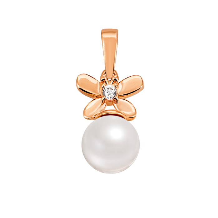 Золота підвіска з перлиною і фіанітом. Артикул UG5п198