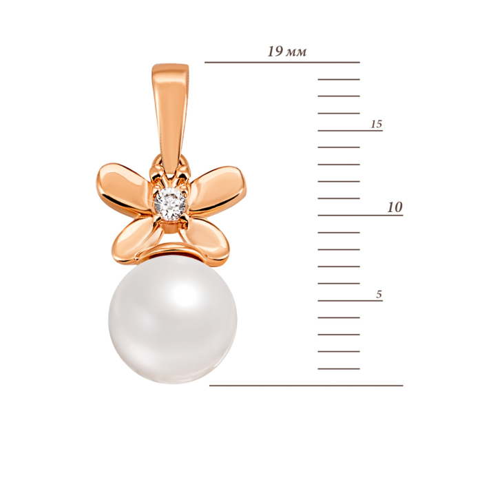Золота підвіска з перлиною і фіанітом. Артикул UG5п198