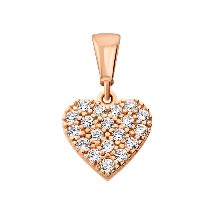 Золота підвіска Серце з фіанітами.Артикул UG53101013501