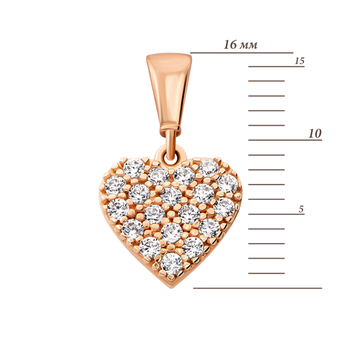Золота підвіска Серце з фіанітами.Артикул UG53101013501