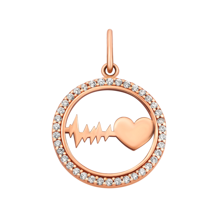 Золота підвіска Серце з фіанітами.Артикул UG53101017001