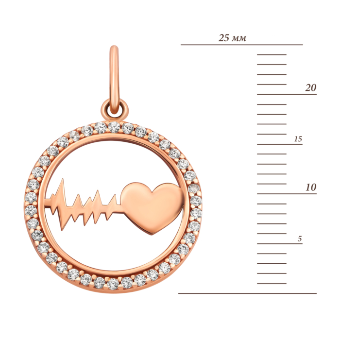 Золота підвіска Серце з фіанітами.Артикул UG53101017001