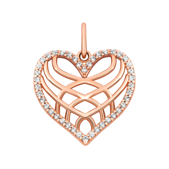 Золота підвіска Серце з фіанітами.Артикул UG53101018701