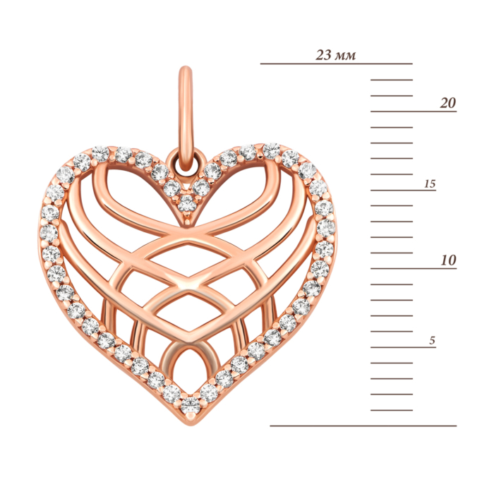 Золота підвіска Серце з фіанітами.Артикул UG53101018701