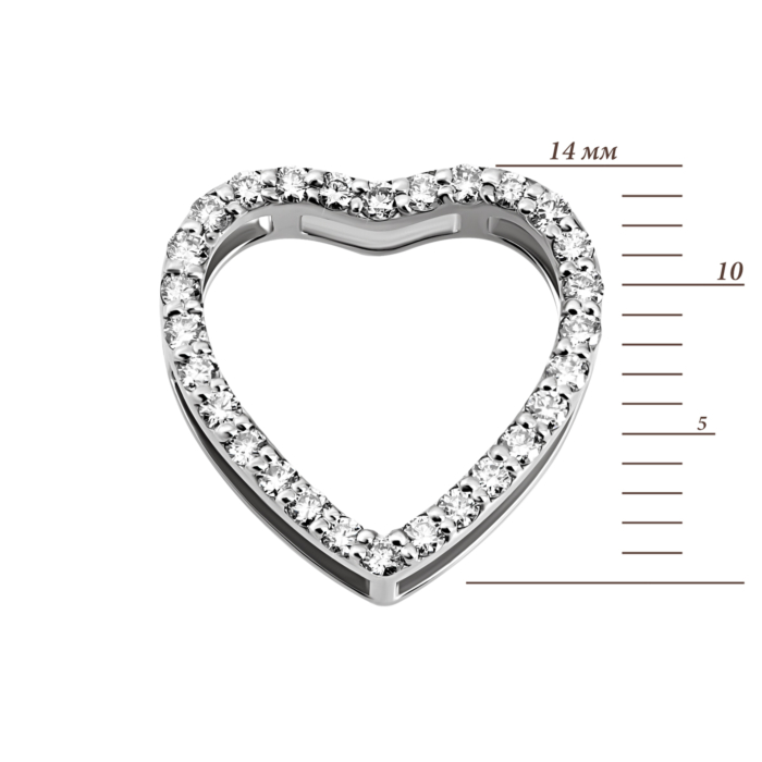 Золота підвіска Серце з діамантами.Артикул UG5WB1.7Б