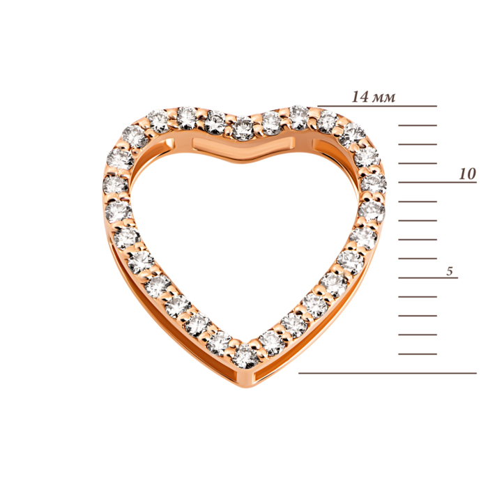 Золота підвіска Серце з діамантами.Артикул UG5WB1.7К