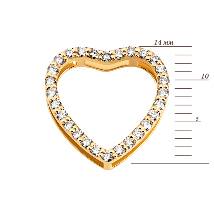 Золота підвіска Серце з діамантами.Артикул UG5WB1.7Ж