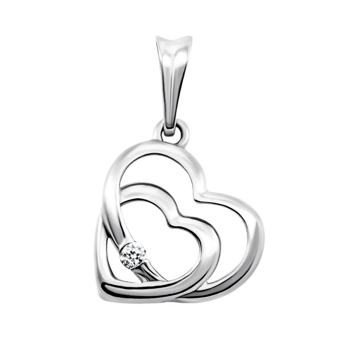 Золота підвіска Серце з діамантом.Артикул UG5880392-Кбел