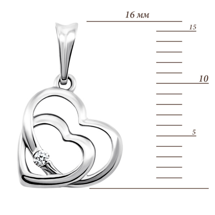 Золота підвіска Серце з діамантом.Артикул UG5880392-Кбел