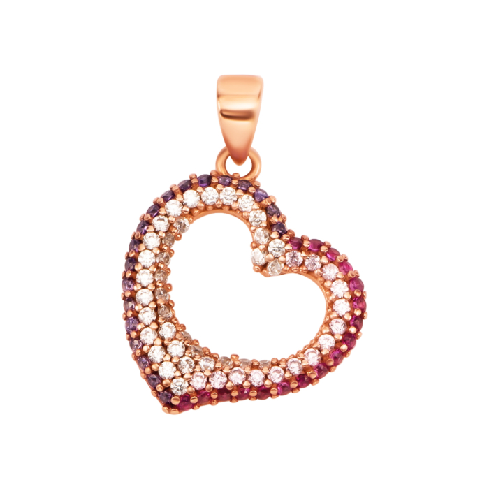 Золота підвіска Серце з фіанітами.Артикул UG53/51/085