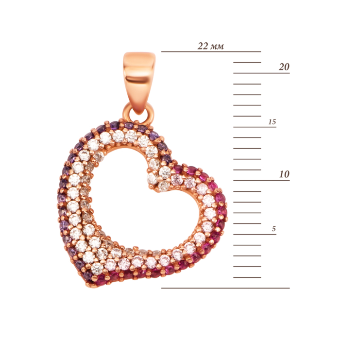 Золота підвіска Серце з фіанітами.Артикул UG53/51/085