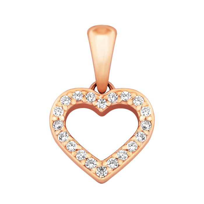Золота підвіска Серце з фіанітами.Артикул UG531/0040/00/01/01
