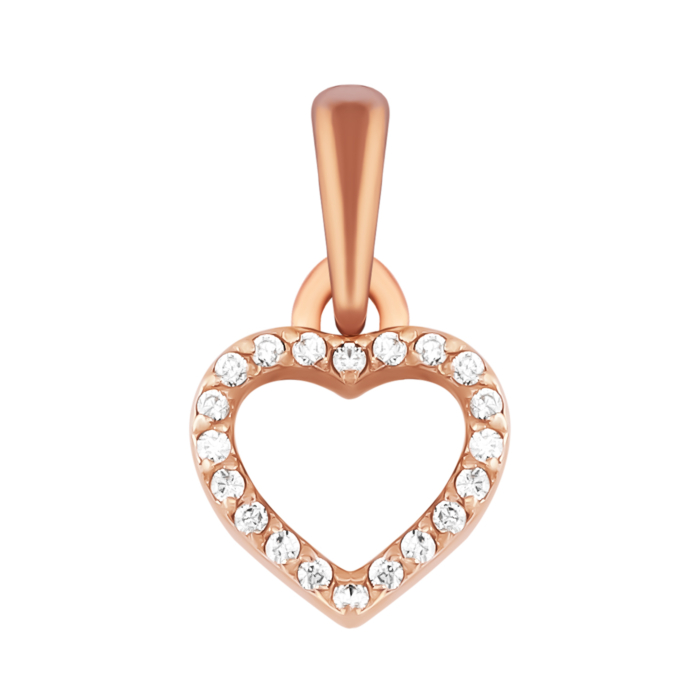 Золота підвіска Серце з фіанітами.Артикул UG531/0072/00/01/01