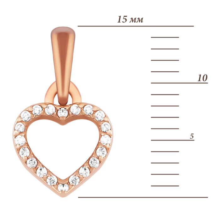 Золота підвіска Серце з фіанітами.Артикул UG531/0072/00/01/01