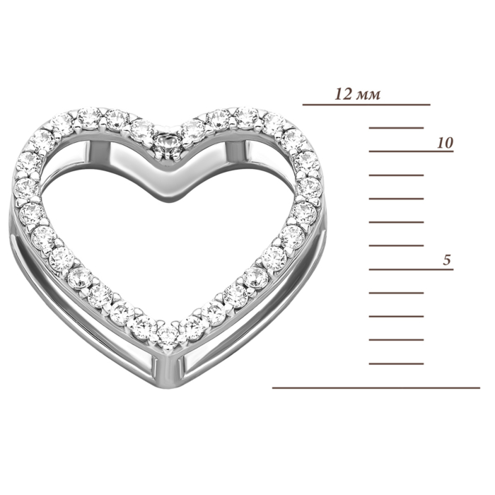 Золота підвіска Серце з фіанітами.Артикул UG5310242210201