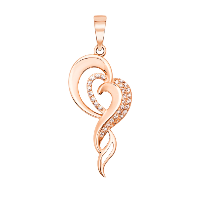 Золота підвіска Серце з фіанітами (31152)