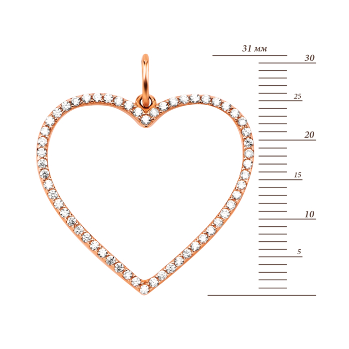 Золота підвіска Серце з фіанітами. Артикул UG5319197310101