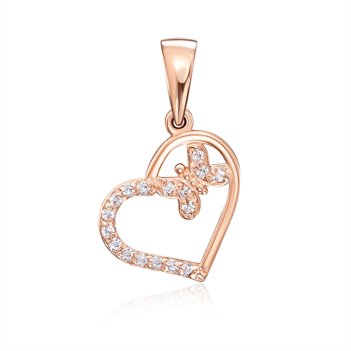 Золота підвіска «Серце» з фіанітами. Артикул 31171