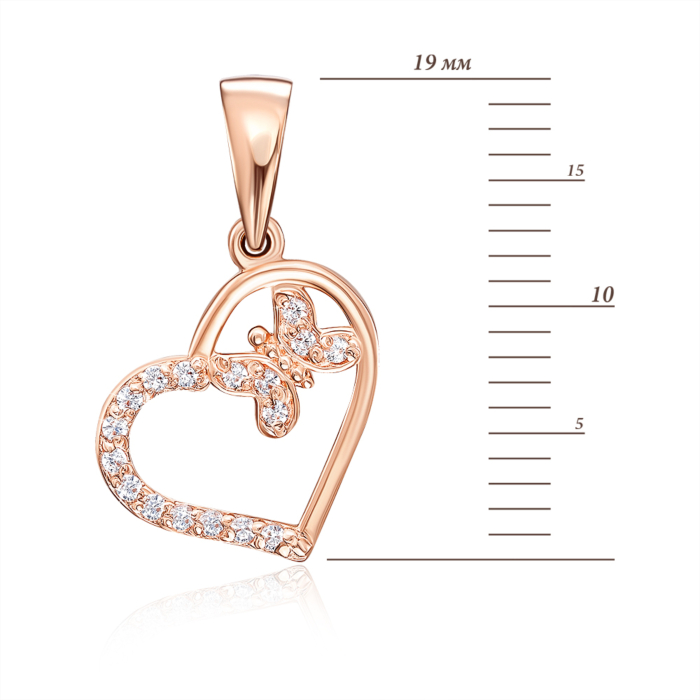 Золота підвіска «Серце» з фіанітами. Артикул 31171