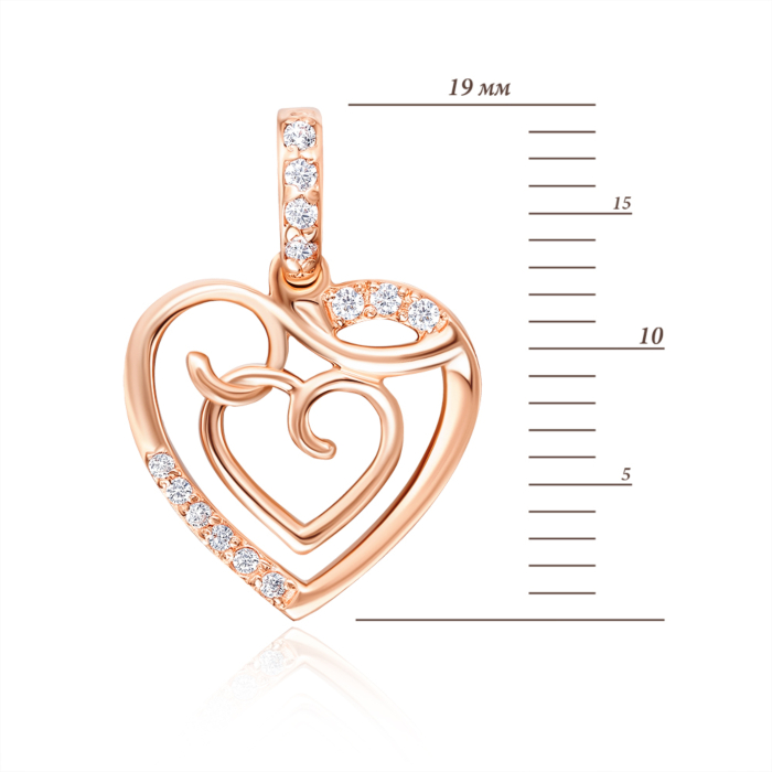 Золота підвіска «Серце» з фіанітами. Артикул 31201