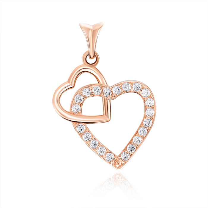 Золота підвіска «Серце» з фіанітами. Артикул 3555