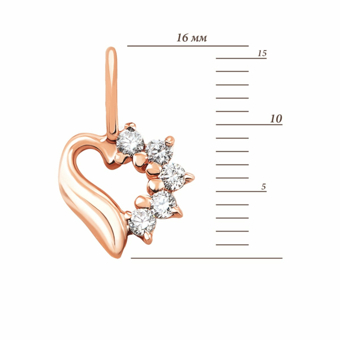 Золота підвіска Серце з фіанітами. Артикул UG5П 036