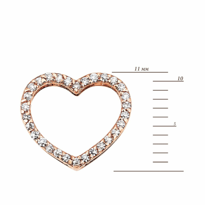 Золота підвіска Серце з фіанітами. Артикул UG5ПВ599и