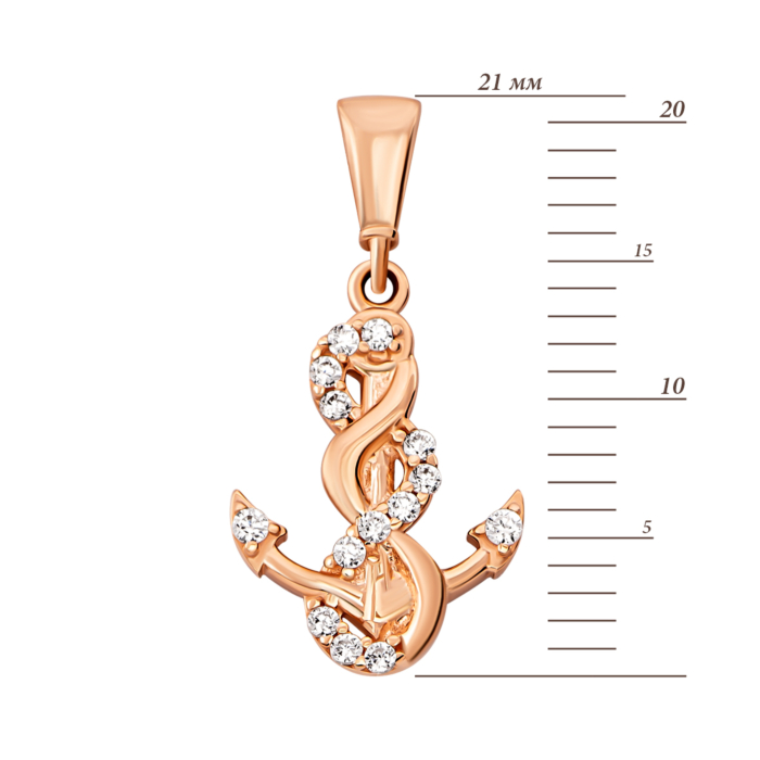 Золота підвіска Якір з фіанітами.Артикул UG53101013901