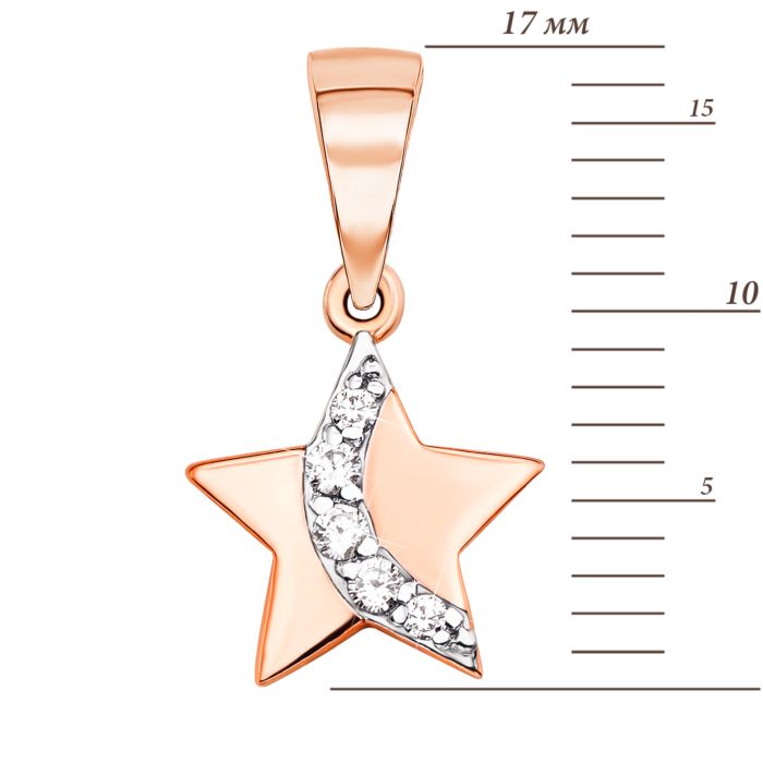 Золота підвіска «Зірка» з фіанітами (31662/01/1/43)