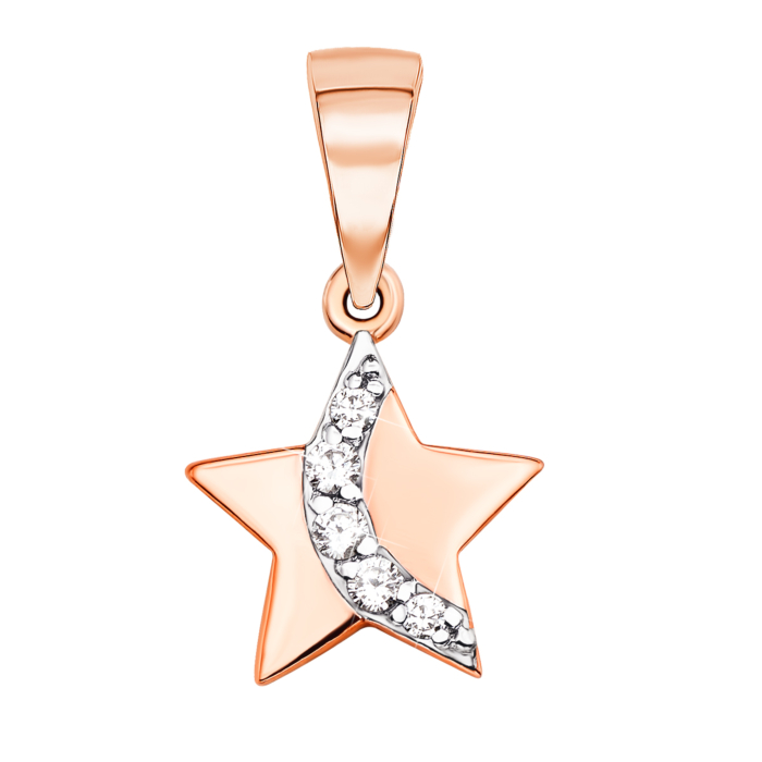 Золота підвіска «Зірка» з фіанітами (31662/01/1/43)