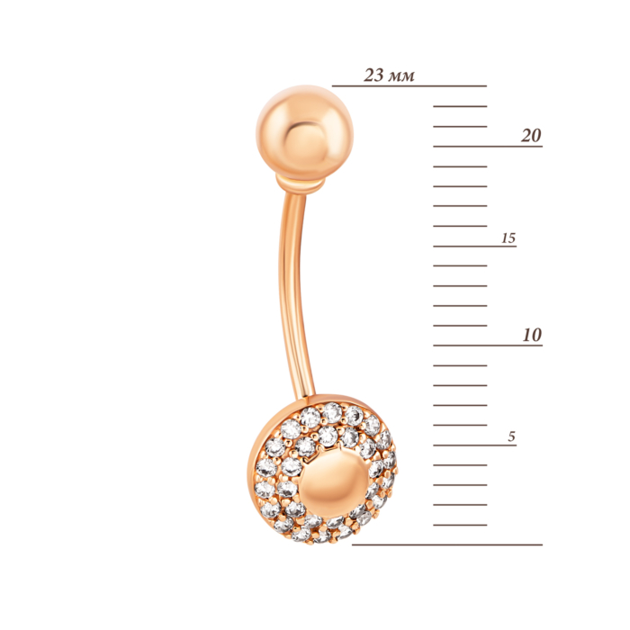 Золота сережка-пірсинг з фіанітами.Артикул UG52111017301