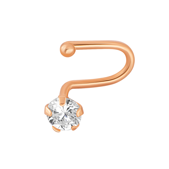 Золота сережка-пірсинг з фіанітом.Артикул UG52111018101