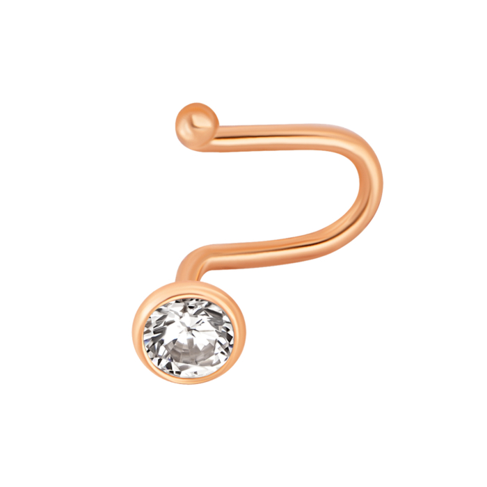 Золотая серьга-пирсинг с фианитом.Артикул UG52111018201