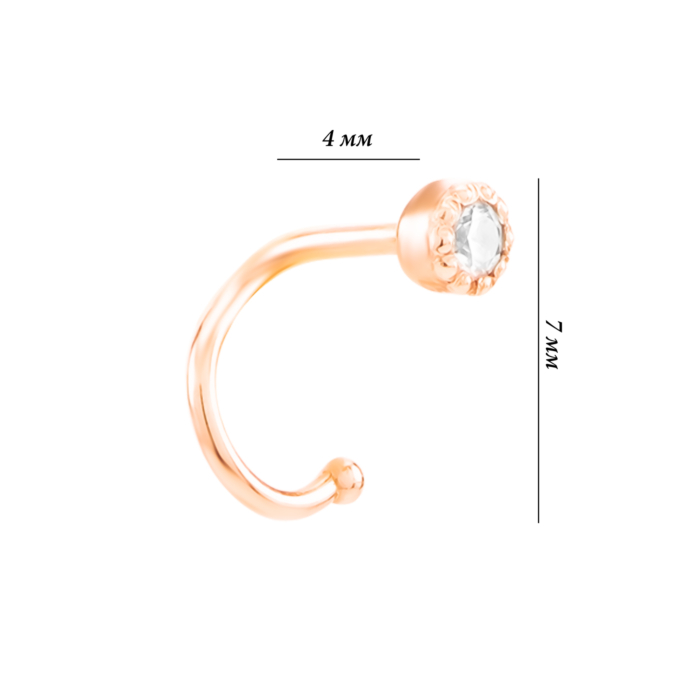 Золотая серьга-пирсинг с фианитом. Артикул UG561/0450/00/01/01