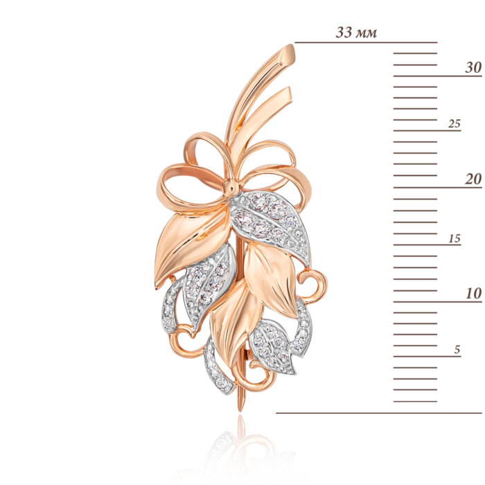 Золота брошка з фіанітами. Артикул 4136/01/1/49