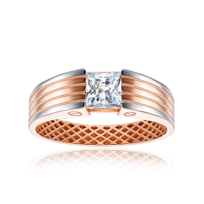 Золота печатка з фіанітом S. Артикул 19151/01/1/2312